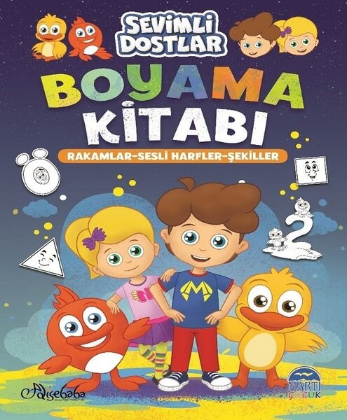 Rakamlar-Sesli Harfler-Şekiller-Sevimli Dostlar Boyama Kitabı