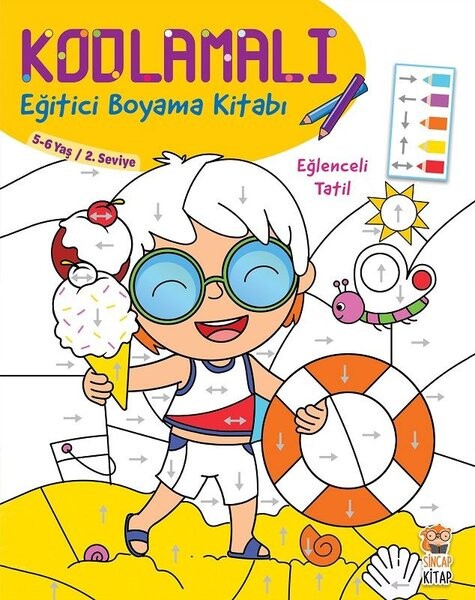 Eğlenceli Tatil 5-6 Yaş-Kodlamalı Eğitici Boyama Kitabı-2.Seviye