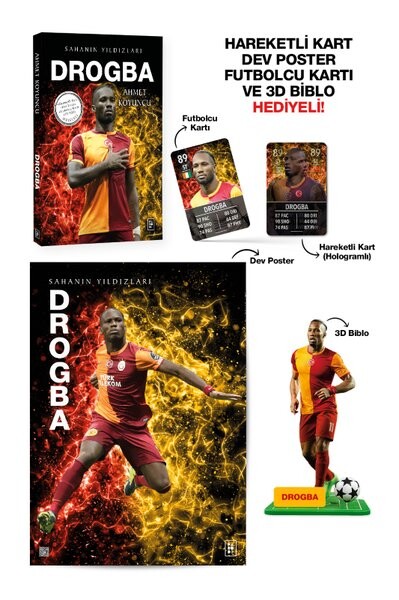 Drogba - Sahanın Yıldızları - Hareketli Kart - Dev Poster - Futbolcu Kartı ve 3D Biblo Hediyeli