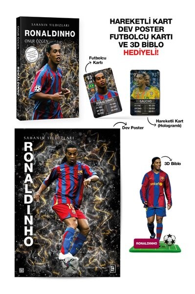 Ronaldinho - Sahanın Yıldızları - Hareketli Kart - Dev Poster - Futbolcu Kartı ve 3D Biblo Hediyeli