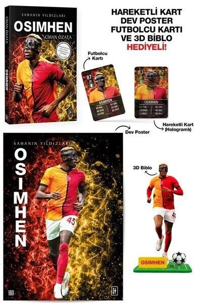 Osimhen - Sahanın Yıldızları - Hareketli Kart - Dev Poster - Futbolcu Kartı ve 3D Biblo Hediyel