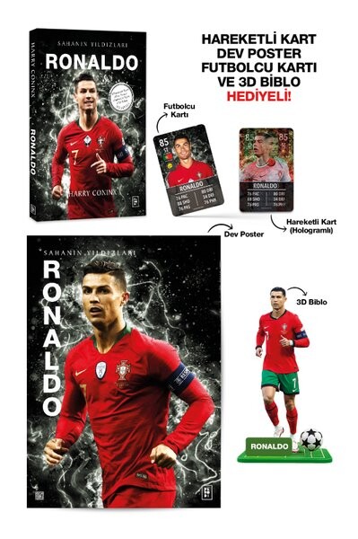 Ronaldo - Sahanın Yıldızları - Hareketli Kart - Dev Poster - Futbolcu Kartı ve 3D Biblo Hediyeli